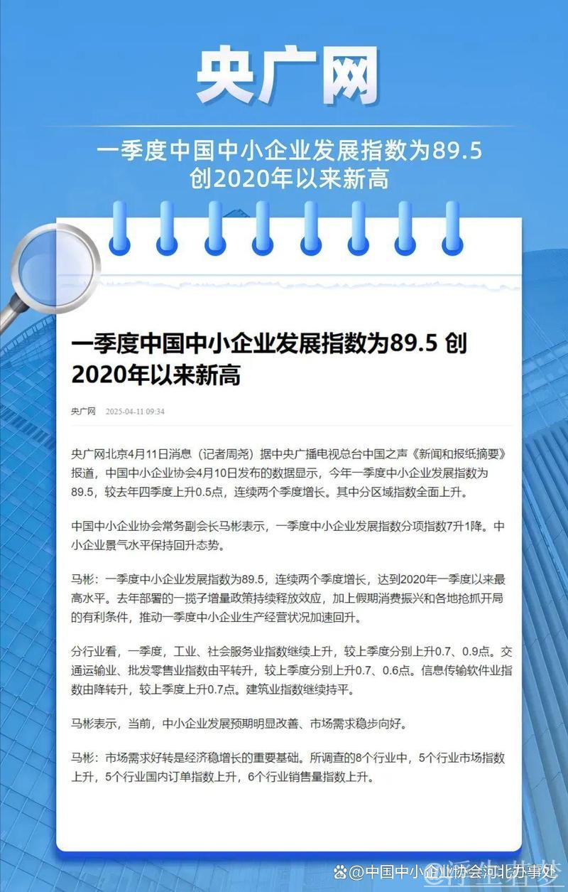 一季度中国中小企业发展指数创2020年以来新高 一季度中国中小企业发展指数创2020年以来新高